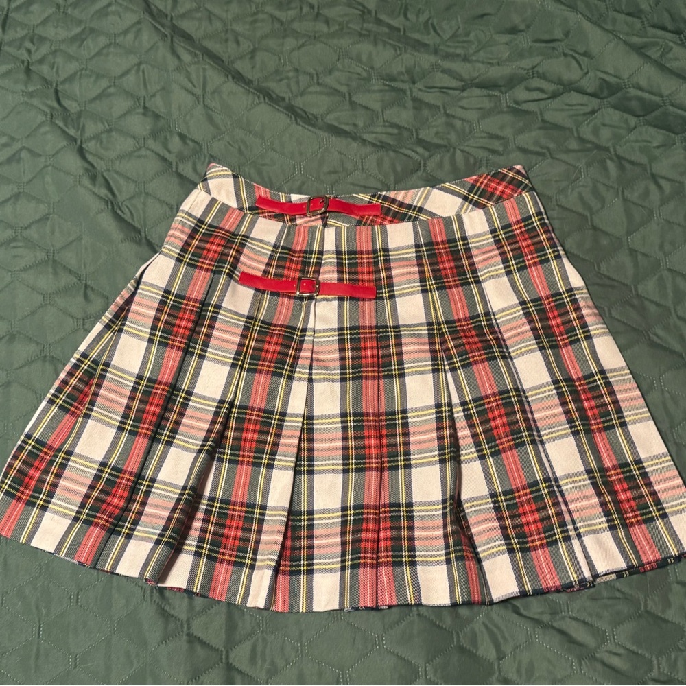 Blackmilk Plaid Buckle Pleated Mini Skirt